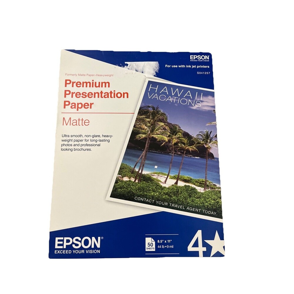 New Epson S041257 Premium Presentation Inkjet Matte Paper 8.5x11" 50 Sheets